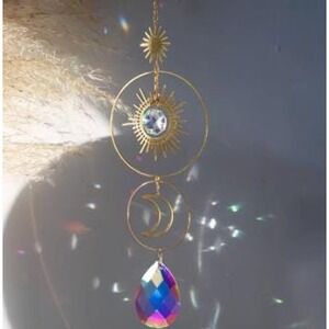 Colorful Celestial‎ Gold Sun Moon Suncatcher
